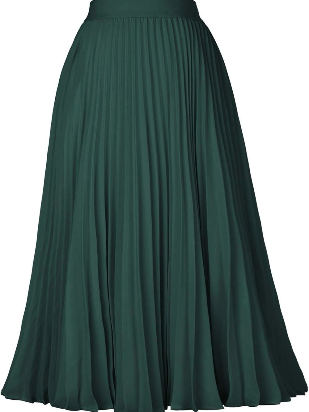Elegant Dark Green Pleated Skater Skirt